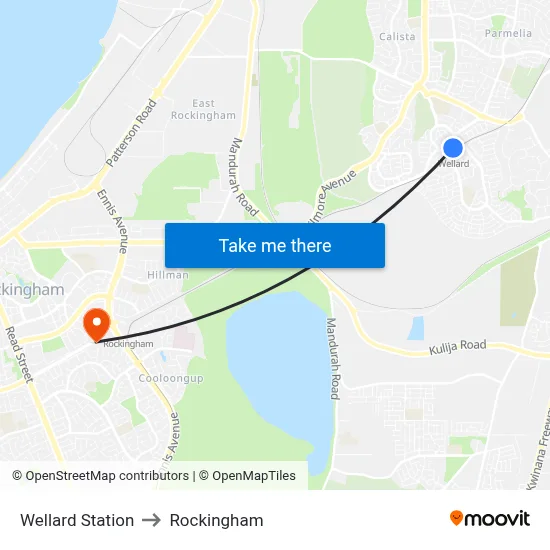Wellard Station to Rockingham map