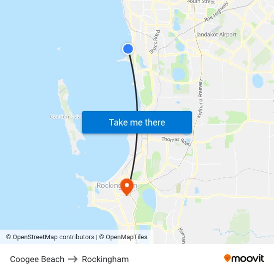 Coogee Beach to Rockingham map