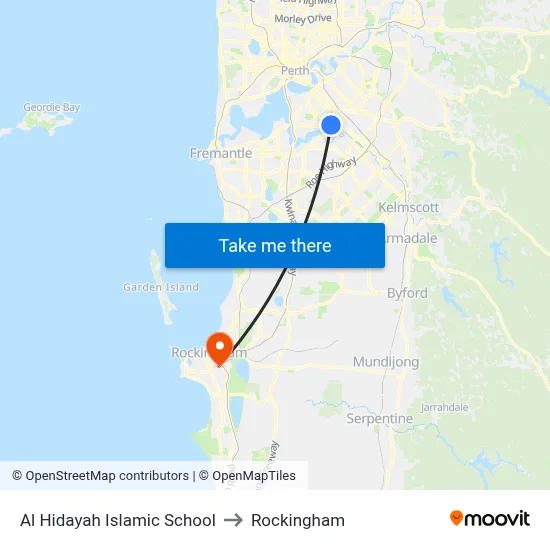 Al Hidayah Islamic School to Rockingham map
