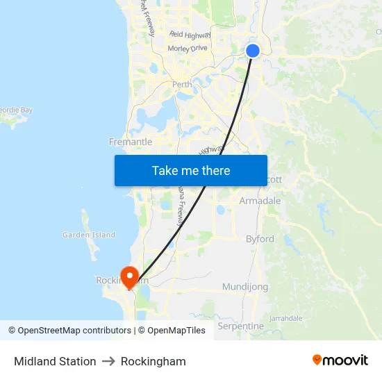 Midland Station to Rockingham map