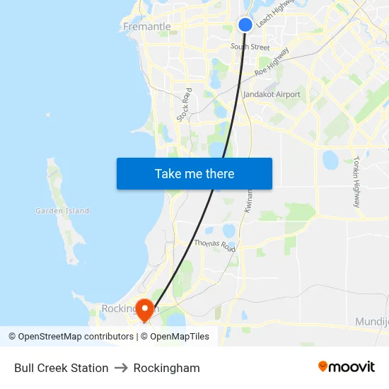 Bull Creek Station to Rockingham map