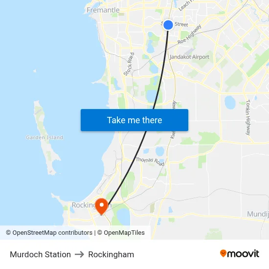 Murdoch Station to Rockingham map