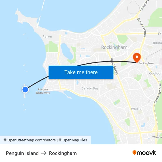 Penguin Island to Rockingham map