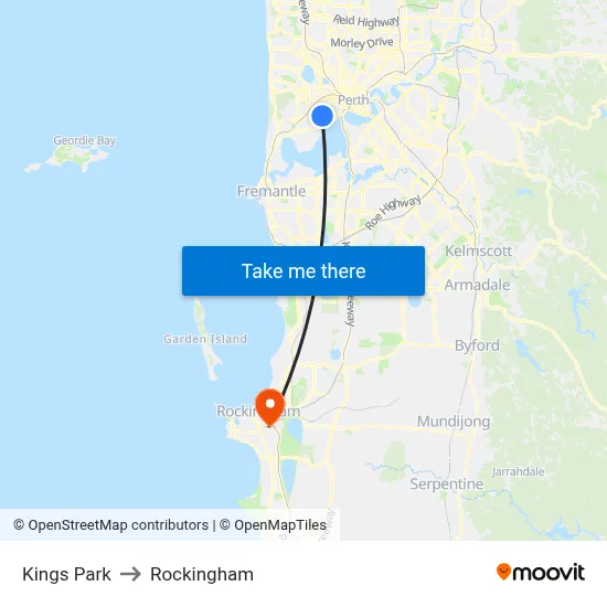 Kings Park to Rockingham map