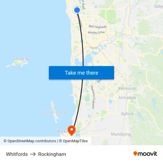 Whitfords to Rockingham map