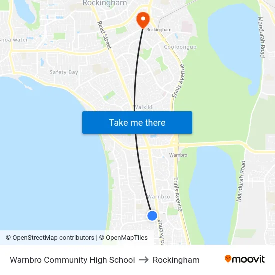Warnbro Community High School to Rockingham map