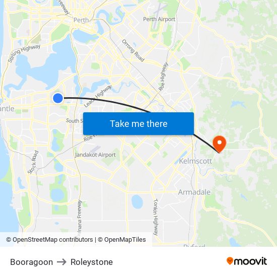 Booragoon to Roleystone map