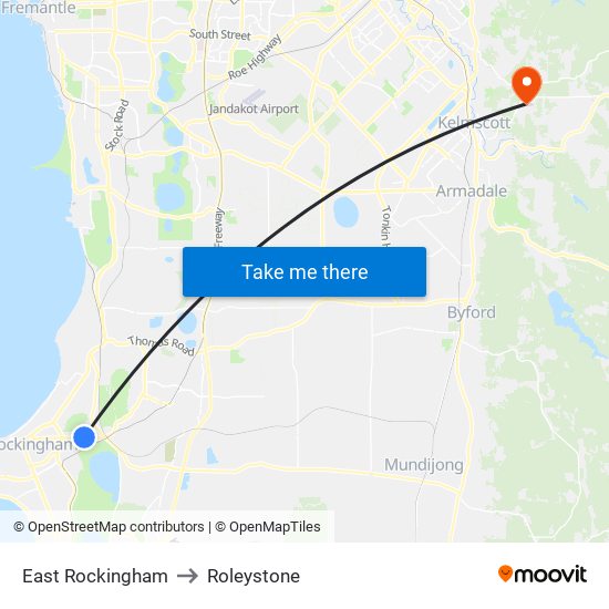 East Rockingham to Roleystone map
