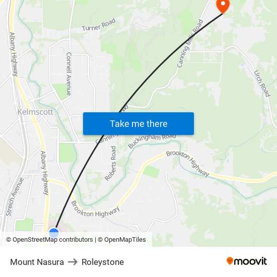 Mount Nasura to Roleystone map