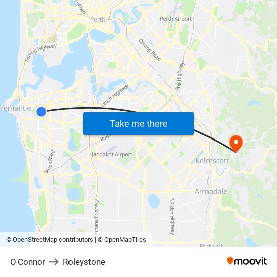 O'Connor to Roleystone map