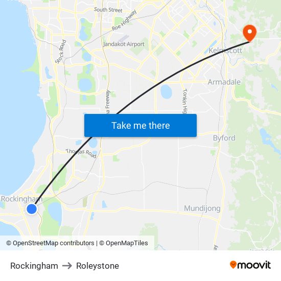 Rockingham to Roleystone map