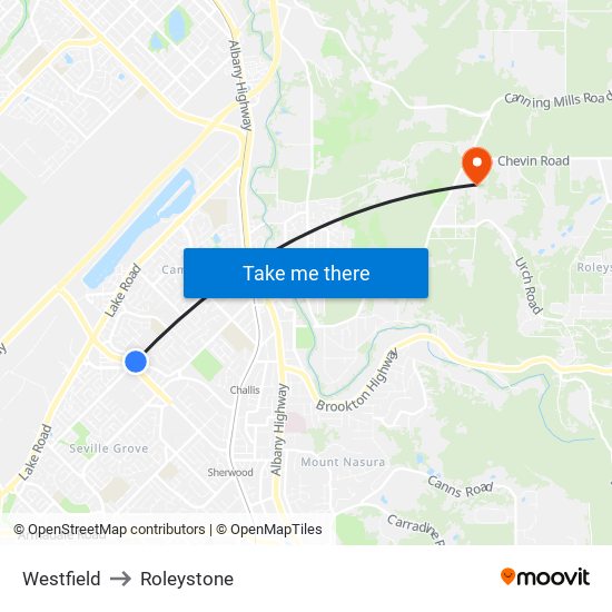 Westfield to Roleystone map