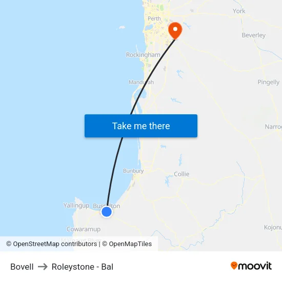 Bovell to Roleystone - Bal map