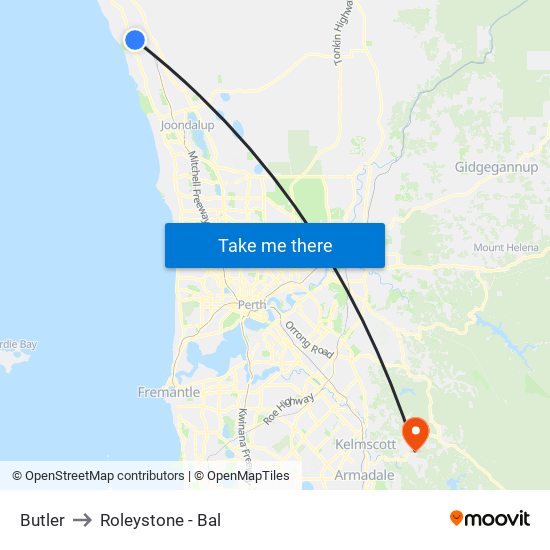 Butler to Roleystone - Bal map