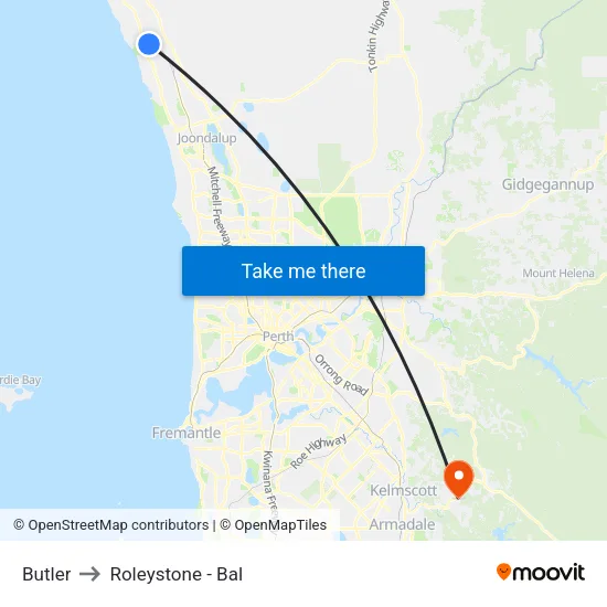Butler to Roleystone - Bal map