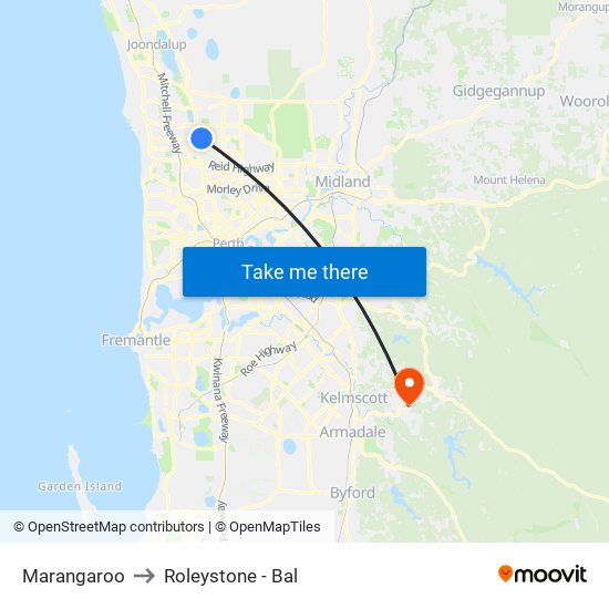 Marangaroo to Roleystone - Bal map