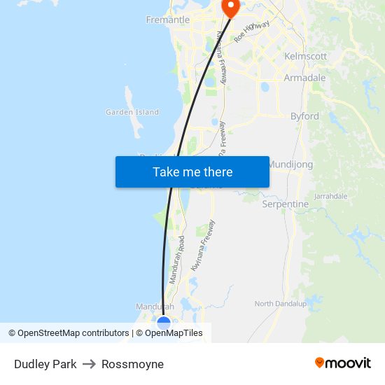 Dudley Park to Rossmoyne map