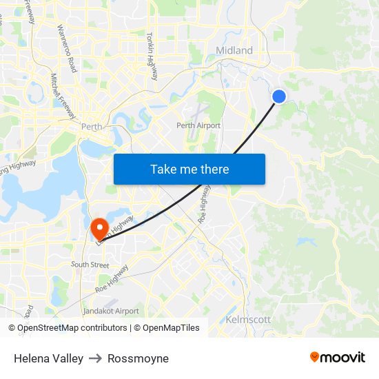 Helena Valley to Rossmoyne map