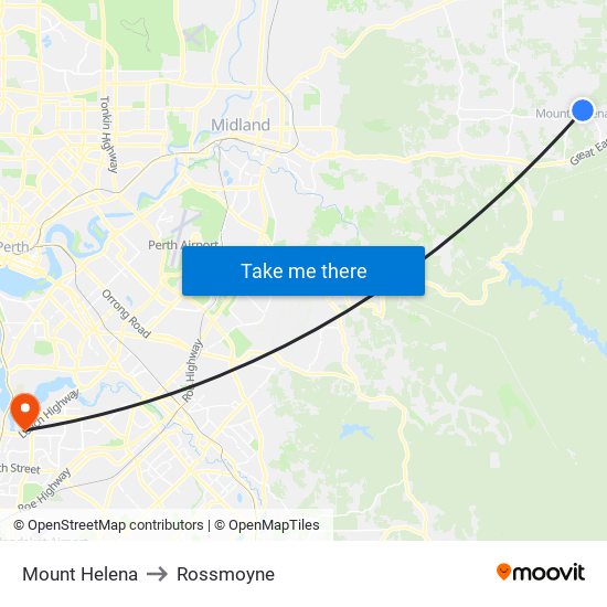 Mount Helena to Rossmoyne map