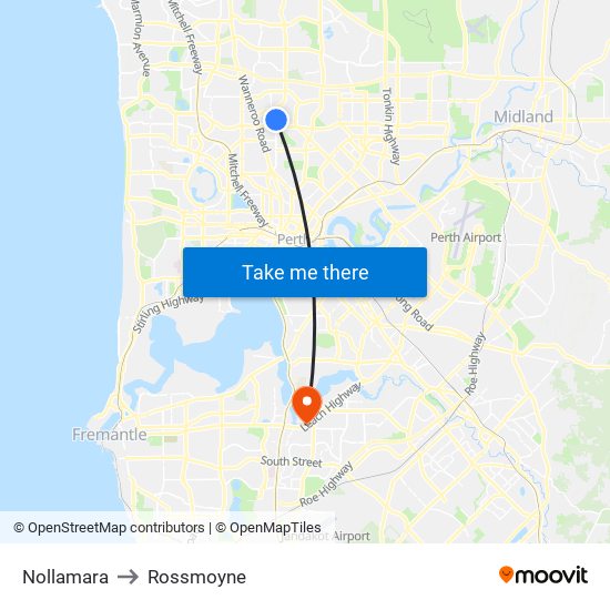 Nollamara to Rossmoyne map