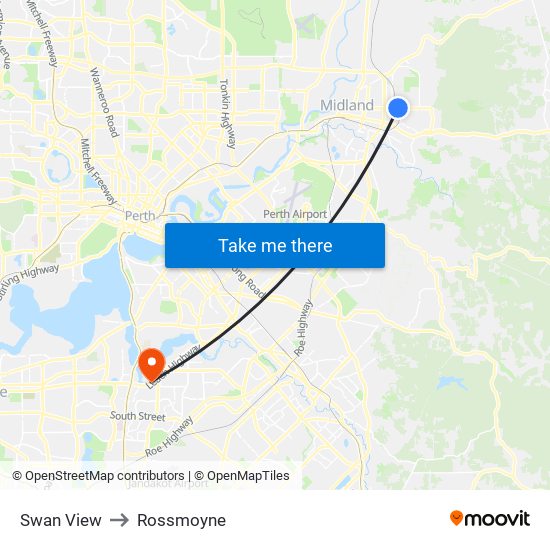 Swan View to Rossmoyne map