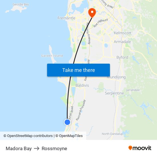 Madora Bay to Rossmoyne map