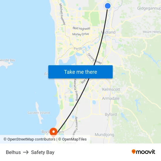 Belhus to Safety Bay map