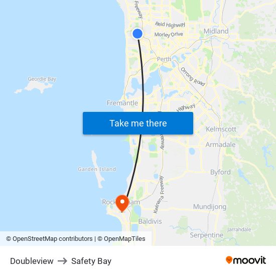 Doubleview to Safety Bay map