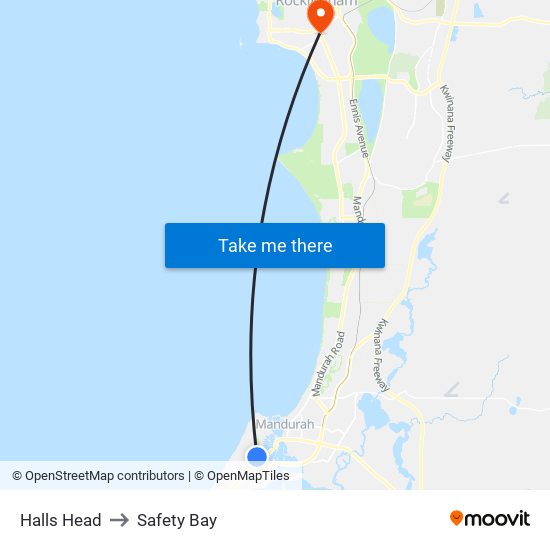 Halls Head to Safety Bay map