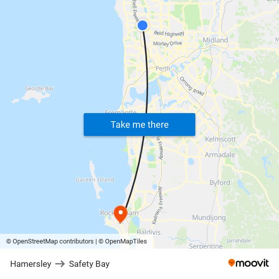 Hamersley to Safety Bay map