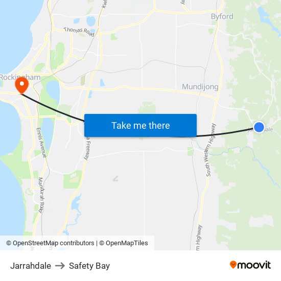 Jarrahdale to Safety Bay map