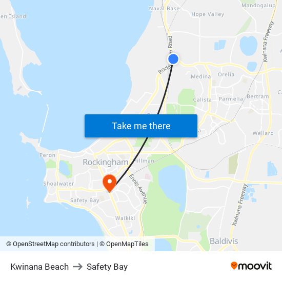 Kwinana Beach to Safety Bay map