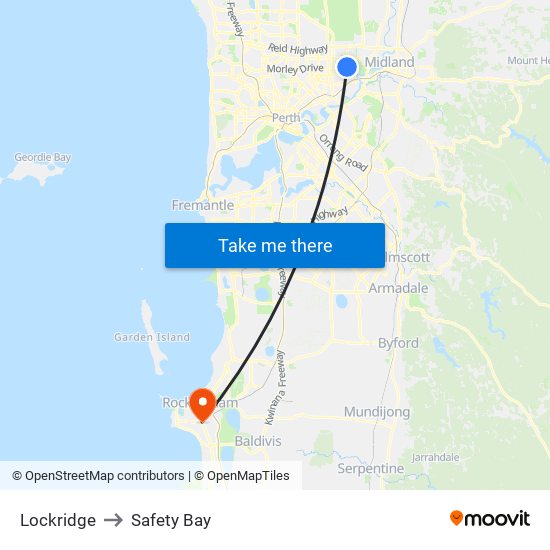 Lockridge to Safety Bay map