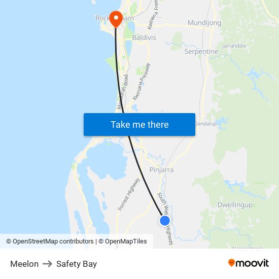 Meelon to Safety Bay map