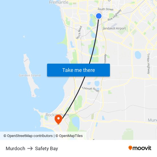 Murdoch to Safety Bay map