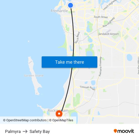 Palmyra to Safety Bay map