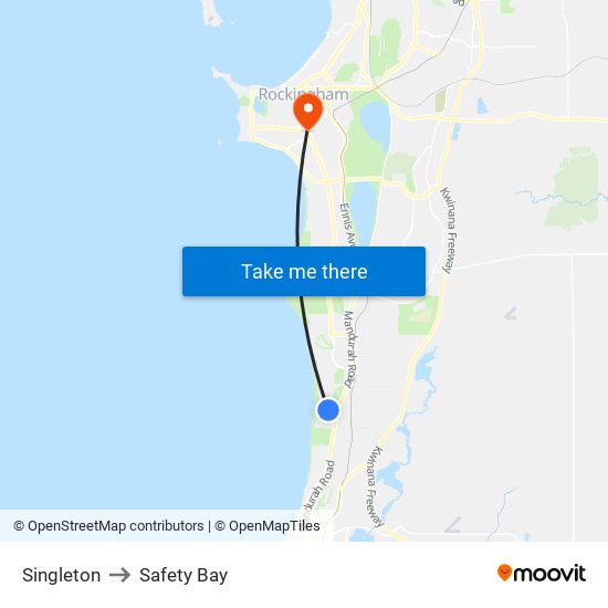 Singleton to Safety Bay map