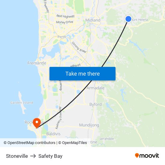 Stoneville to Safety Bay map
