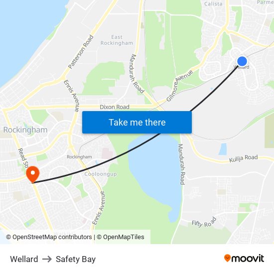 Wellard to Safety Bay map