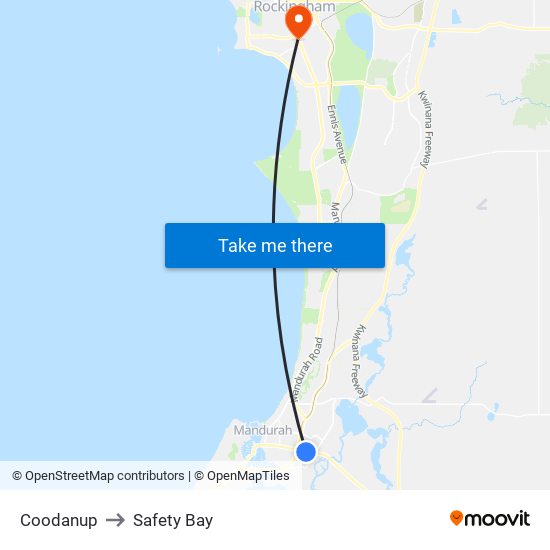 Coodanup to Safety Bay map