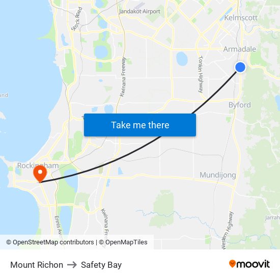 Mount Richon to Safety Bay map