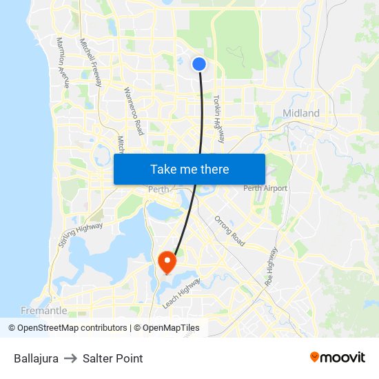 Ballajura to Salter Point map