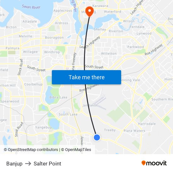 Banjup to Salter Point map