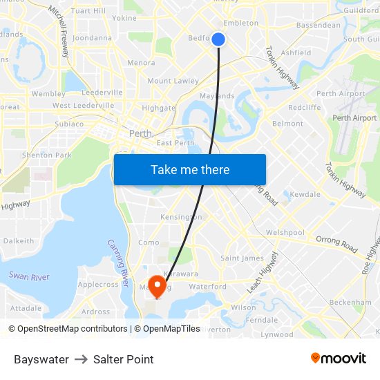 Bayswater to Salter Point map