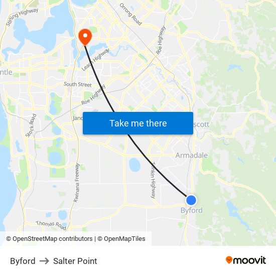 Byford to Salter Point map