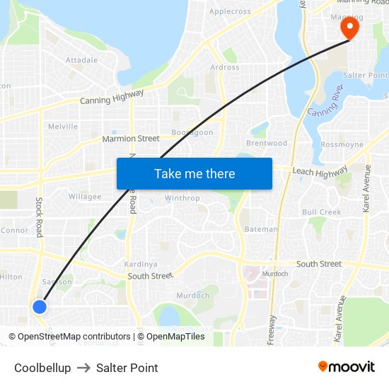 Coolbellup to Salter Point map