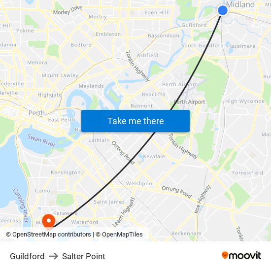 Guildford to Salter Point map