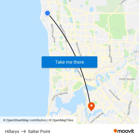 Hillarys to Salter Point map