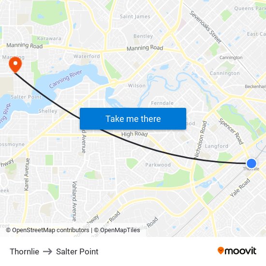 Thornlie to Salter Point map