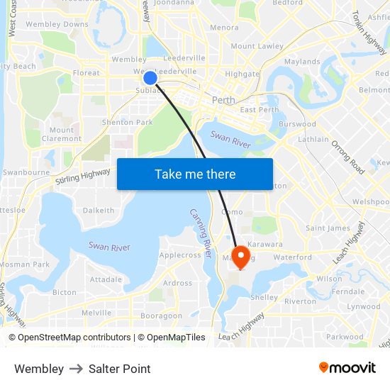 Wembley to Salter Point map